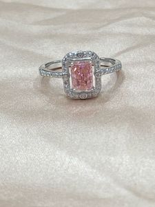 925 Italian silver Ladies ring Pink AD