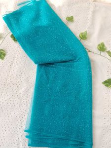 Teal Net Dupatta with Sparkles