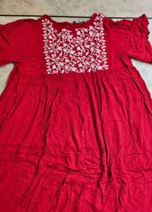 Red Embroidered tunic top