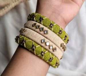 Green White Bangles 💚🤍