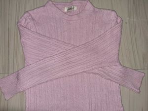 Pink Cable Knit Pullover Sweater