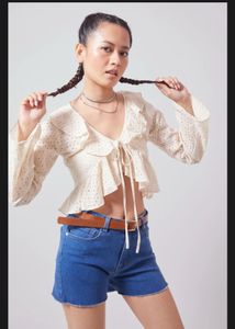 Ruffle Tie Up Crop Top