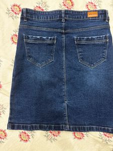 Button Front Denim Mini Skirt