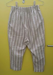 Tokyo Talkies Beige and Off-White Striped Pant