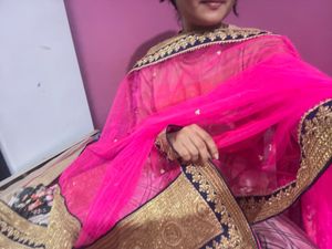 Pink &amp; Gold Embroidered Lehenga