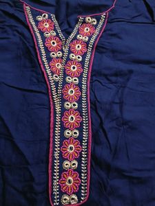 Navy Blue Embroidered Kurta!