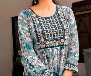 Nyra Cut Printed Anarkali Suit Duppata &amp; Pent Set