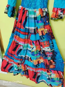Multicolor Cotton Long Length Dress