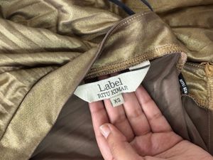 Ritu Kumar Label Gold Skirt &amp; Embroidered Top Set