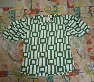 White And Green Coloured Top