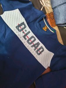 Blue Printed Sweatshirt used  miltiple Time