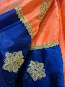 Elegant Blue Orange Saree
