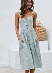 &#34;Bebop Linen-Blend Button-Front Sundress&#34;