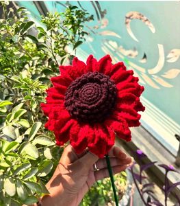 Crochet Red Sunflower