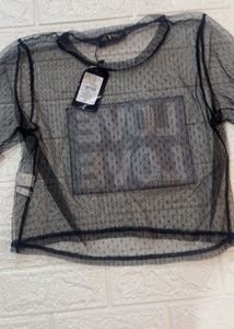Love graphic Mesh top
