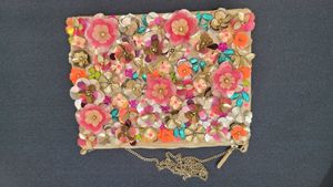 Accessorize London Handwork Floral Ziptop Clutch