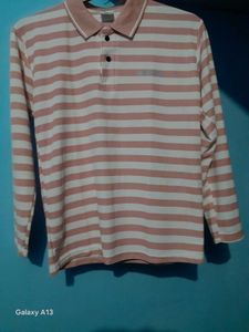 Striped Long Sleeve Polo Tshirt