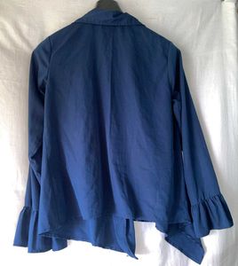 Stylish Navy Blue Flared Sleeve Top | XL