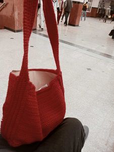 Red Crochet handmade Handbag