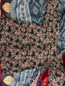 🌸 Vibrant Floral Embroidered Cotton Kurta – Black