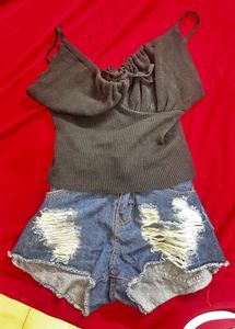 Black Tie-Front Cami Top