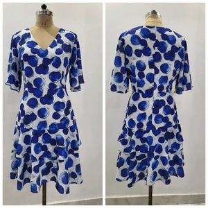 Blue Polka Dot Dress Length  40 Inches