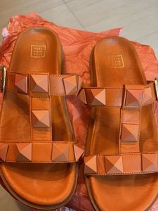 Orange Studded Flats