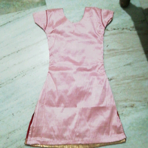 It is a patiyala dress along with duppata. one time used. no damage to patiyala Pant or duppata and the top had little that the red colour buttons has a  stitching  damage.
