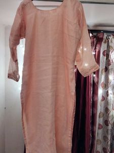 Peach Embroidered Kurta dupatta