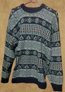Vintage Fair Isle Knit  80s GrandDad Sweater