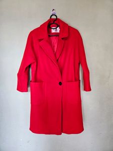 Vibrant Red Wool Coat