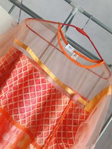 Orange Sheer Sleeve Kurta