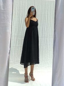 Black Polka Dot Midi Dress