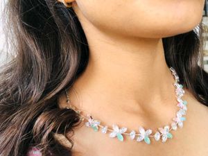 light pink green necklace