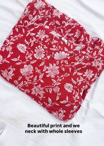 Red Floral Kurta Set ( XL Size)