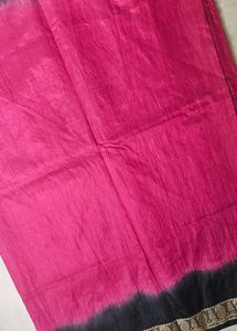 Pink &amp; Black Ship Print Saree