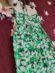 Green Leaf Print Sundress