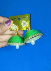 Yellow &amp; Green &amp;Silver Earrings
