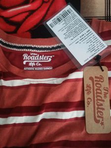 It&#39;s A Roadster T Shirt Rust Colored Striped