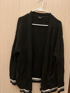 Black Striped Knit Cardigan