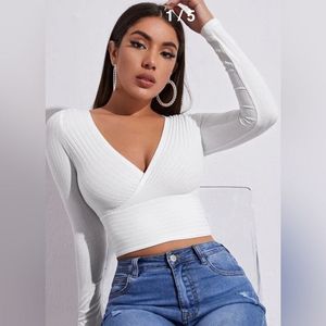 Long Sleeves White Crop Top