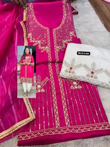 Pink Embroidered Unstiched Suit