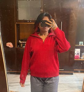 oversized Red Zip Sweater