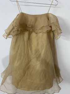 Golden Off Shoulder Mini Dress