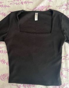 Black Square Neck Long Sleeve