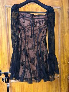 Black A-line Sheer Dress