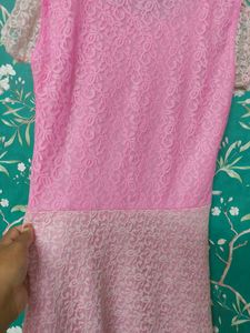 Pink Lace Overlay Dress