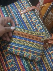Ethnic Boho Multicolored Handbag + Coin key pouch