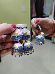 Blue Jhumka Earrings