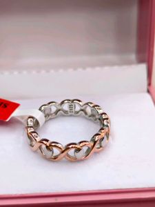Sterling Silver &amp; Rose Gold &#39;X&#39; Ring